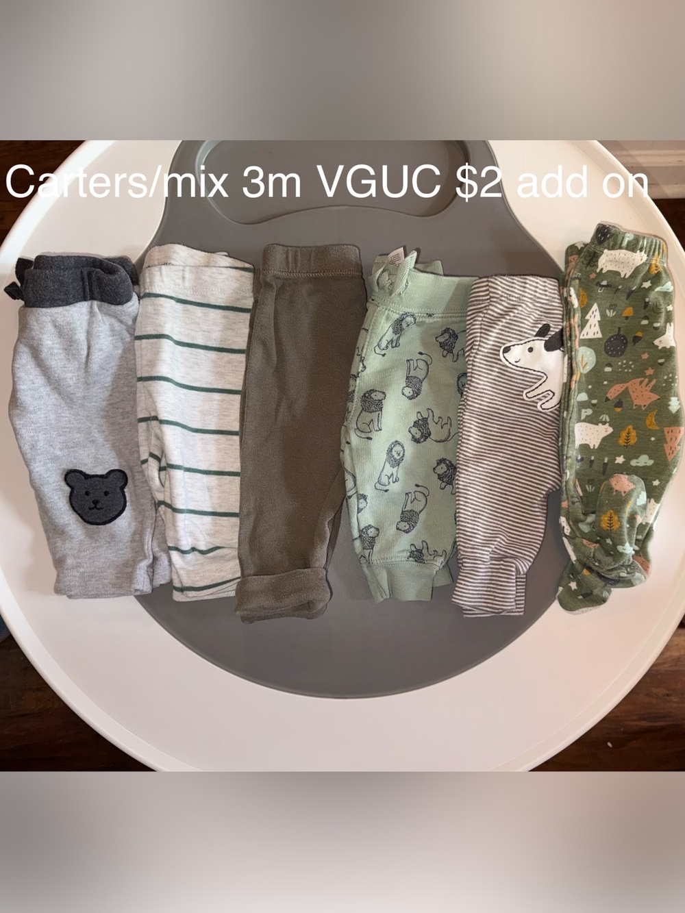 Carter's Baby Joggers Bundle - Gray, Green, Cream, Brown, White